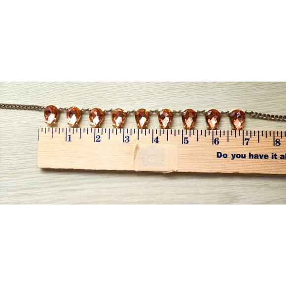 NECKLACE-LOFT-Pink/Apricot Color-Teardrop-Multi Rhinestones-Sparkle-Bling - Picture 10 of 12